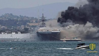 وسائل إعلام: حريق السفينة الحربية “بونهوم ريشارد” قد يكون متعمدا