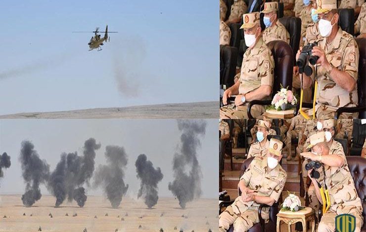 وزير الدفاع المصري يشهد المرحلة الرئيسية للمناورة “رعد – 5” بالذخيرة الحية (فيديو)