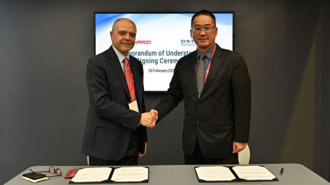 DSTA DCE(O) Mr Roy Chan and Managing Director of Leonardo's Electronic Division Marco De Fazio
