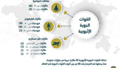 إنفوجرافيك: عدد طائرات القوات الجوية الإثيوبية