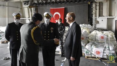 سفينة عسكرية تركية تدعم الجيش اللبناني بمساعدات