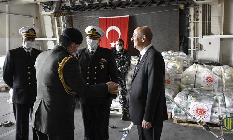 سفينة عسكرية تركية تدعم الجيش اللبناني بمساعدات